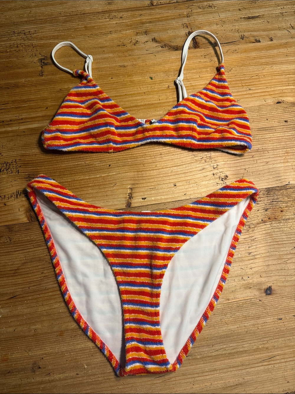 triangl swimwear Orange, Red, Yellow & Blue Striped Bikini